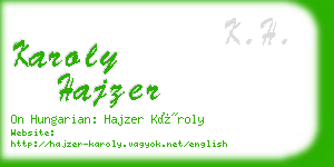 karoly hajzer business card